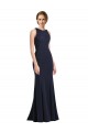 Affordable High Neck Sheath Long Crepe Prom Dress