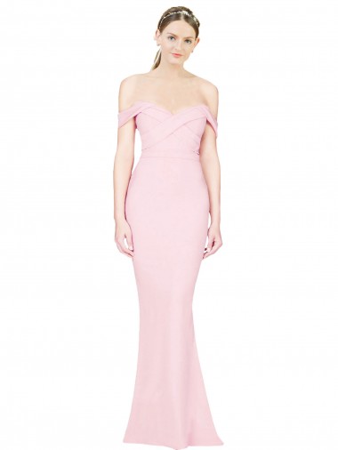 Affordable Full Length Off the Shoulder Prom Dress with Twist Front