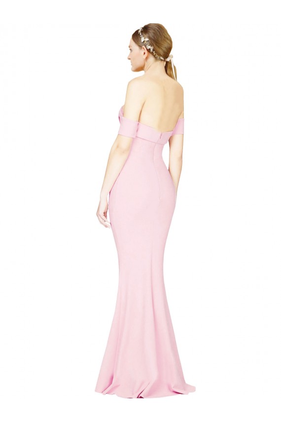 Affordable Full Length Off the Shoulder Prom Dress with Twist Front