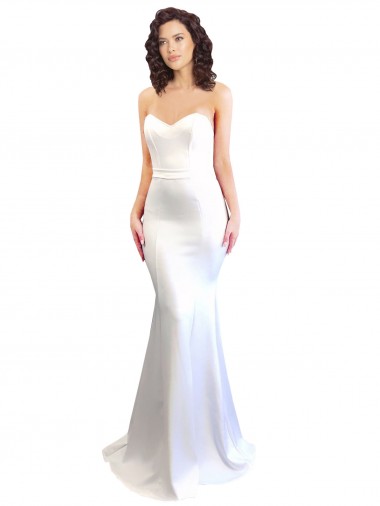 Affordable Sweetheart Strapless High Neck Long Crepe Prom Dress