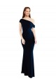 Affordable Draped Off the Shoulder Fitted Crepe Prom Dress
