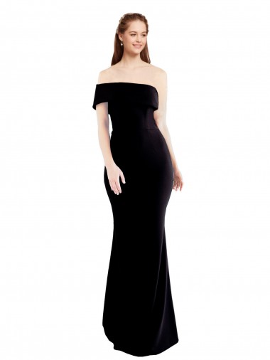 Affordable Asymmetrical Draped Off the Shoulder Banded Crepe Prom Dress