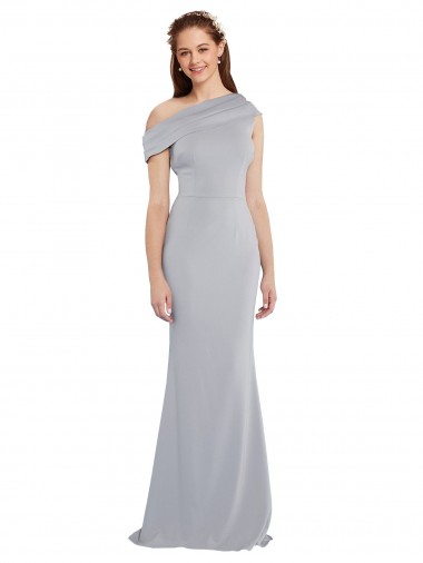 Affordable Off the Shoulder Asymmetrical Mermaid Crepe Prom Dress