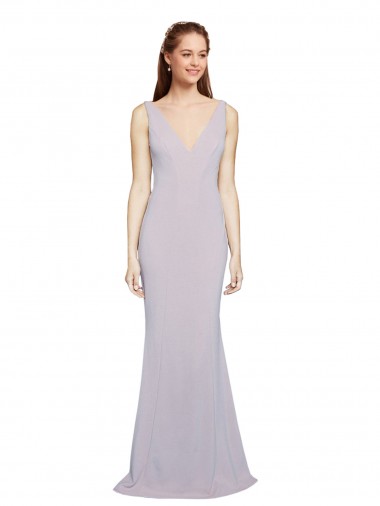 Affordable Cut-Out Back V-Neckline Mermaid Crepe Prom Dress Keyhole Back