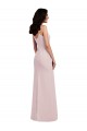Affordable Spaghetti Strap V Back Crepe Prom Dress with Front Slit