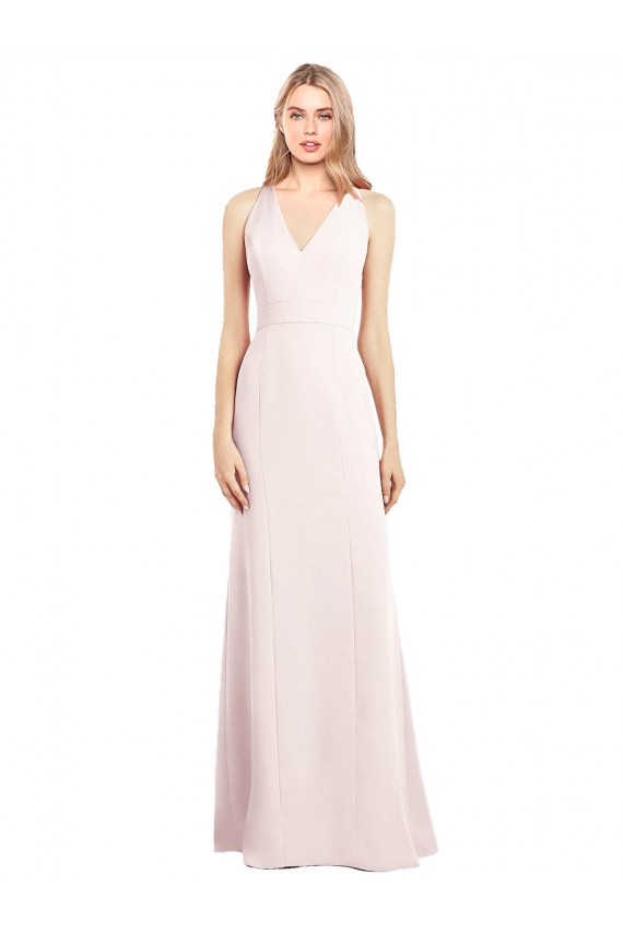 Affordable V-Neck Keyhole Back Crepe Trumpet Prom Dress