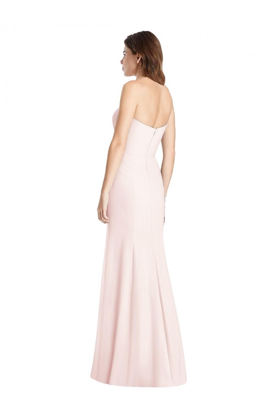Affordable Strapless Crepe Trumpet Prom Dress with Front Slit