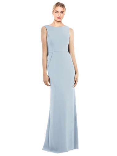 Affordable Draped Backless Crepe Prom Dress with Pockets