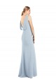 Affordable Draped Backless Crepe Prom Dress with Pockets