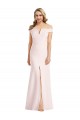 Affordable Off the Shoulder Notch Trumpet Crepe Prom Dress with Front Slit