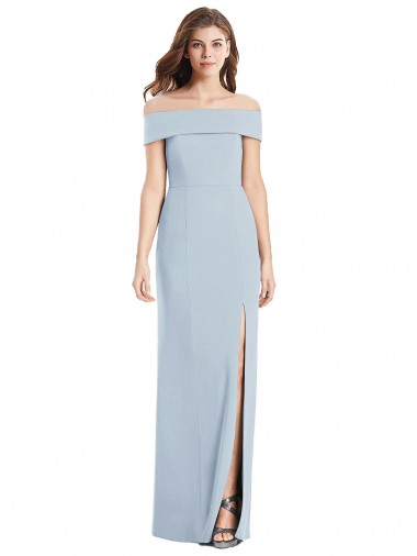 Affordable Cuffed Off the Shoulder Long Trumpet Prom Dress