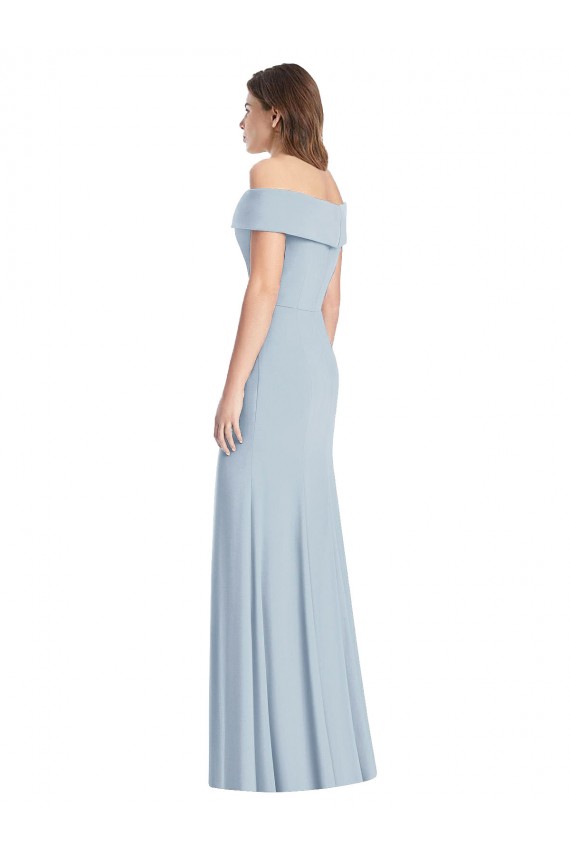 Affordable Cuffed Off the Shoulder Long Trumpet Prom Dress
