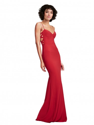 Affordable Spaghetti Strap Slip Neckline Crepe Prom Dress