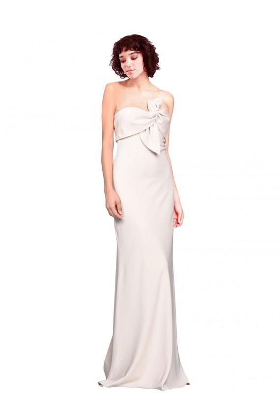 Affordable Strapless Crepe Fitted Prom Dress with Twist Bow