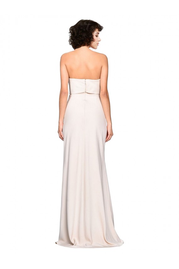 Affordable Strapless Crepe Fitted Prom Dress with Twist Bow