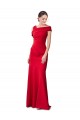 Affordable Sleeveless Ruched Crepe Mermaid Prom Dress with Off The Shoulder Detail