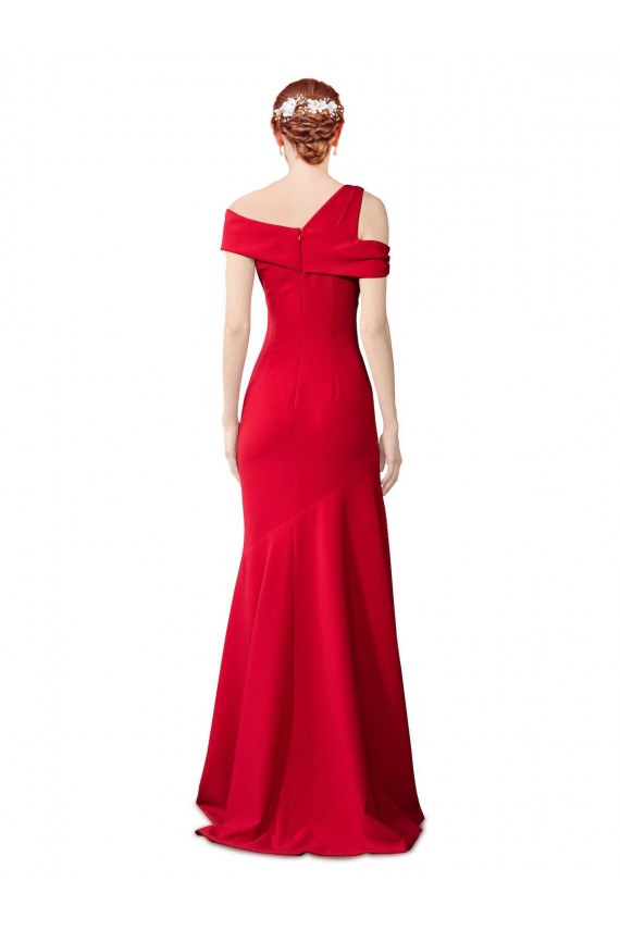 Affordable Sleeveless Ruched Crepe Mermaid Prom Dress with Off The Shoulder Detail