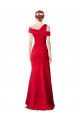 Affordable Sleeveless Ruched Crepe Mermaid Prom Dress with Off The Shoulder Detail