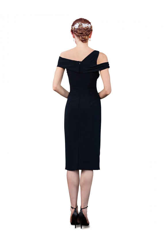 Affordable Draped Cross Shoulder Stretch Crepe Cocktail Prom Dress / Homecoming Dress