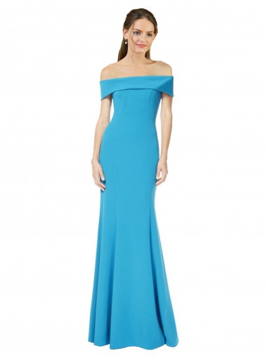 Affordable Off the Shoulder Crepe Prom Dress with Fitted Silhouette