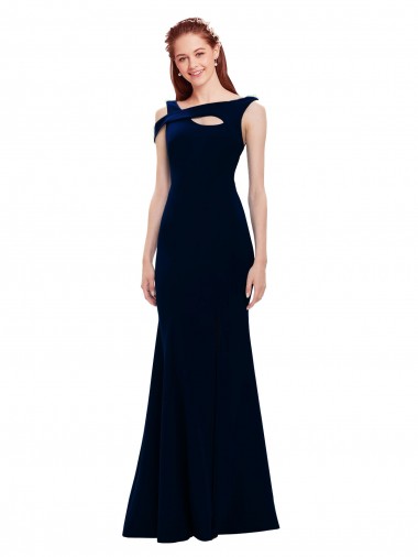 Affordable Sleeveless Crepe Mermaid Prom Dress with Side Slit