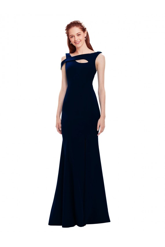 Affordable Sleeveless Crepe Mermaid Prom Dress with Side Slit
