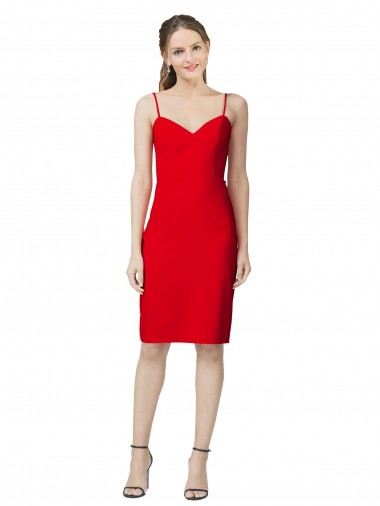 Affordable Sleeveless Cocktail Length Sweetheart Neckline Crepe Prom Dress / Homecoming Dress