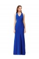 Affordable Halter V-Neck Long A-Line Crepe Prom Dress