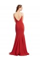 Affordable Mermaid Plunging V-Neck Crepe Prom Dress with Wide Open Back