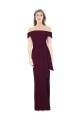Affordable Off the Shoulder Long Crepe Prom Dress with Waist Tie