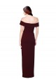 Affordable Off the Shoulder Long Crepe Prom Dress with Waist Tie