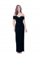 Affordable Off the Shoulder Long Full Length Crepe Prom Dress with Side Split