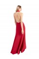 Affordable Sleek Fit and Flare High Neck Halter Stretch Crepe Prom Dress with Open Back
