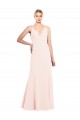 Affordable Slim A-Line V-Neck Long Stretch Crepe Prom Dress with V-Back