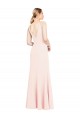 Affordable Slim A-Line V-Neck Long Stretch Crepe Prom Dress with V-Back