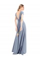 Affordable Plunging V-Neck Cap Sleeves Stretch Crepe Prom Dress with Front Slit