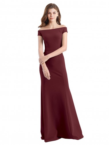 Affordable Off the Shoulder Fit and Flare Stretch Crepe Prom Dress