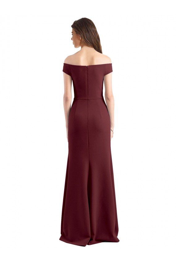 Affordable Off the Shoulder Fit and Flare Stretch Crepe Prom Dress