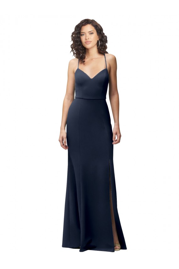 Affordable Sweetheart Fit and Flare Stretch Crepe Prom Dress with Side Slit and Strappy Back