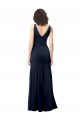 Affordable Classic V-Neck Long Stretch Crepe Prom Dress with V-Back