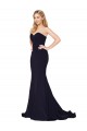 Affordable Sweetheart High Neck Sweep Train Sleeveless Crepe Prom Dress