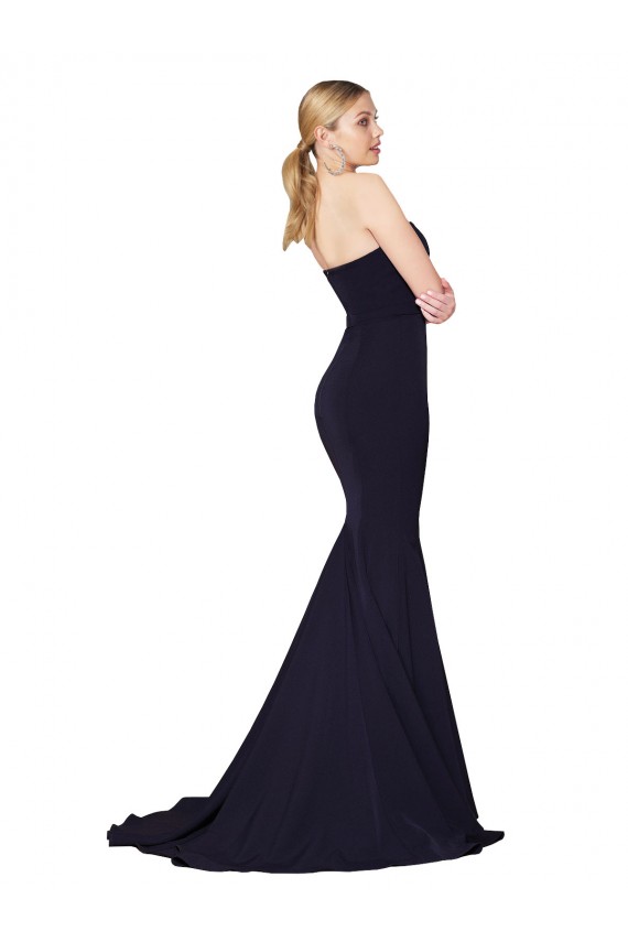 Affordable Sweetheart High Neck Sweep Train Sleeveless Crepe Prom Dress