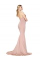 Affordable Sweep Train Sweetheart Long Mermaid Crepe Prom Dress Low Back