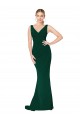 Affordable V-Neck Floor Length Long Crepe Mermaid Prom Dress