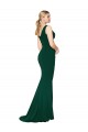 Affordable V-Neck Floor Length Long Crepe Mermaid Prom Dress
