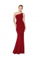 Affordable One Shoulder Long High Neck Sleeveless Mermaid Crepe Prom Dress