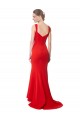 Affordable Long Chapel Train Fishtail Maxi Crepe Prom Dress with Sweetheart Neckline