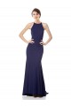 Affordable High Neck Fishtail Crepe Prom Dress with Open Back Detail