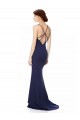 Affordable Fishtail High Neck Maxi Crepe Bridesmiad Dress with Strappy Back Detail