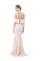 Affordable Mermaid Bardot Maxi Crepe Bridesmiad Dress with Fishtail Train